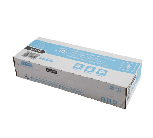 Bobine pour tickets de carte bancaire 57x50mm - 28m - 1 pli thermique 55g/m2.