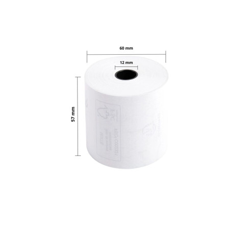 Bobine pour tickets de caisse et carte bancaire 57x60mm - 44m - 1 pli thermique 55g/m2