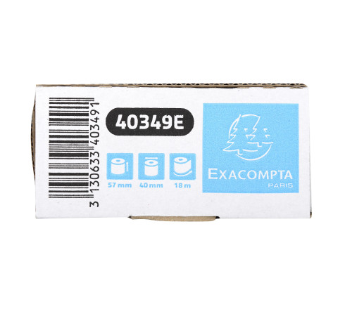Bobine pour tickets de carte bancaire 57x40mm - 18m - 1 pli thermique 55g/m2.