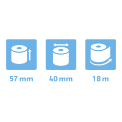 Bobine pour tickets de carte bancaire 57x40mm - 18m - 1 pli thermique 55g/m2.