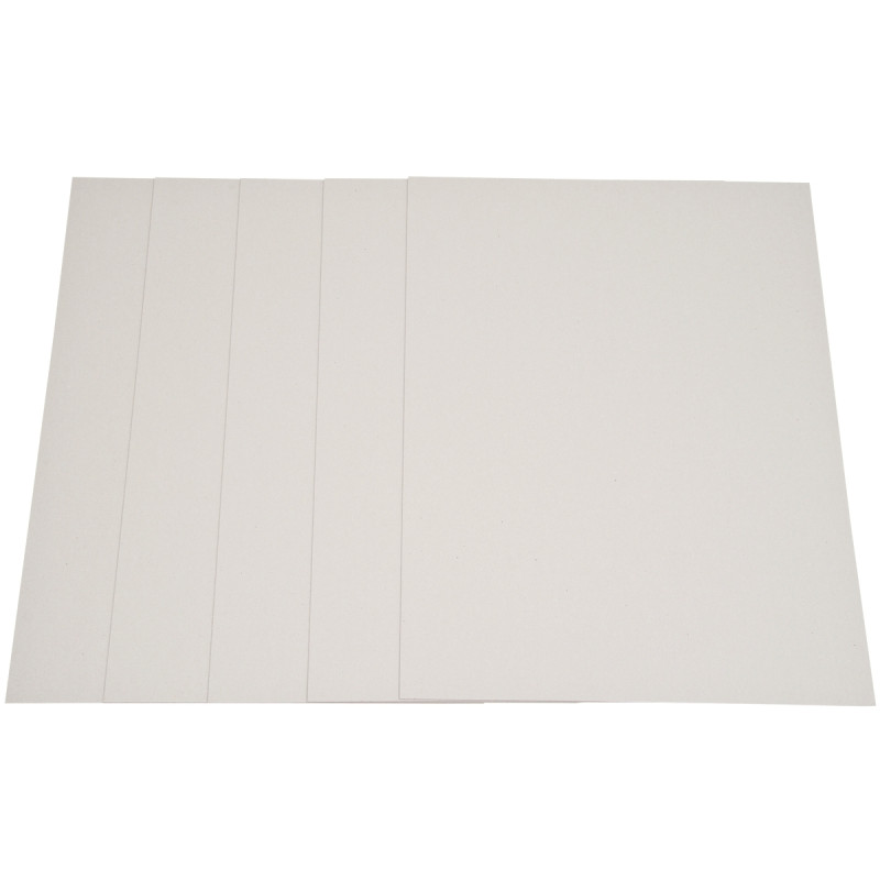 Paquet de 5 feuilles de carton épais, 2 côtés gris, format 60 x 80 cm,