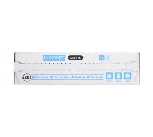 Bobine pour tickets de carte bancaire 57x40mm - 18m - 1 pli thermique 55g/m2.