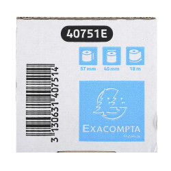 Bobine pour tickets de carte bancaire 57x40mm - 18m - 1 pli thermique 55g/m2.