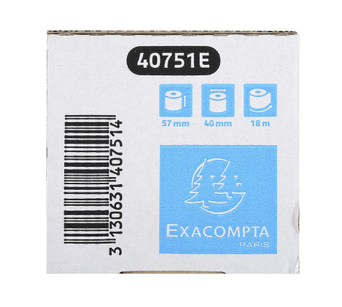 Bobine pour tickets de carte bancaire 57x40mm - 18m - 1 pli thermique 55g/m2.