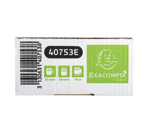 Bobine pour tickets de carte bancaire 57x40mm - 18m - 1 pli thermique 55g/m2 sans Phenol.