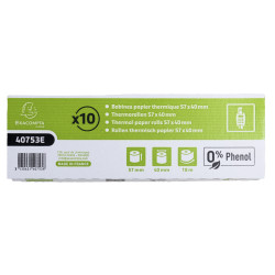 Bobine pour tickets de carte bancaire 57x40mm - 18m - 1 pli thermique 55g/m2 sans Phenol.