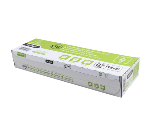 Bobine pour tickets de carte bancaire 57x40mm - 18m - 1 pli thermique 55g/m2 sans Phenol.