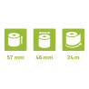 Bobine pour tickets de carte bancaire 57x46mm - 24m - 1 pli thermique 55g/m2 sans Phenol.