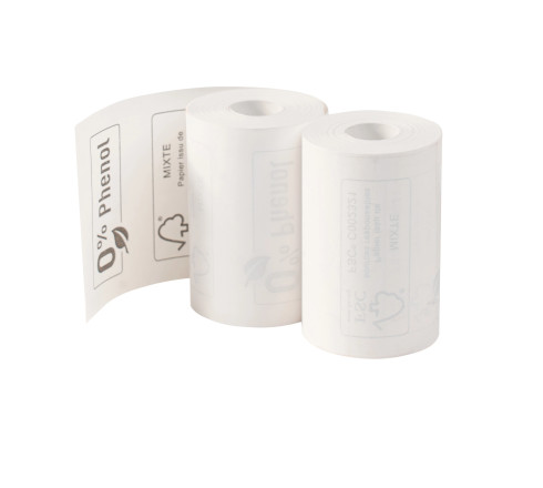 Bobine pour tickets de carte bancaire 57x40mm - 18m - 1 pli thermique 55g/m2 sans phénol et sans plastique