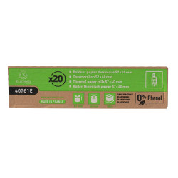 Bobine pour tickets de carte bancaire 57x40mm - 18m - 1 pli thermique 55g/m2 sans phénol et sans plastique