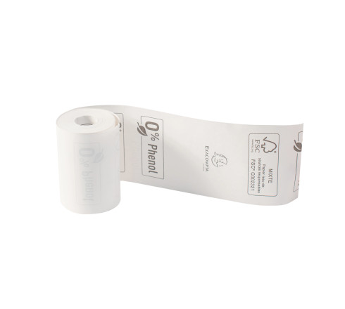 Bobine pour tickets de carte bancaire 57x40mm - 18m - 1 pli thermique 55g/m2 sans phénol et sans plastique