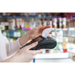 Bobine pour tickets de carte bancaire 57x40mm - 18m - 1 pli thermique 55g/m2 sans phénol et sans plastique