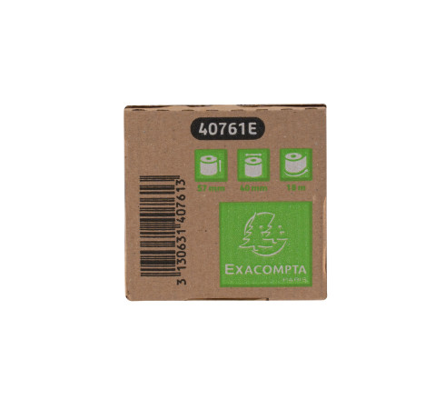 Bobine pour tickets de carte bancaire 57x40mm - 18m - 1 pli thermique 55g/m2 sans phénol et sans plastique