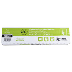 Bobine pour tickets de carte bancaire 57x30mm - 9m - 1 pli thermique 55g/m2 sans Phenol