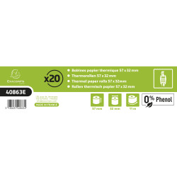 Bobine pour tickets de carte bancaire 57x32mm - 11m - 1 pli thermique 55g/m2 sans Phenol