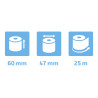 Bobine pour tickets de carte bancaire 60x47mm - 25m - 1 pli thermique 55g/m2.