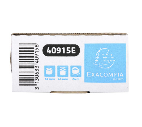 Bobine pour tickets de carte bancaire 57x46mm - 24m - 1 pli thermique 55g/m2.