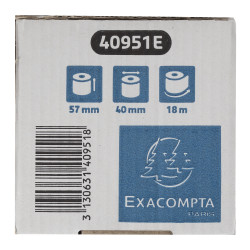 Bobine pour tickets de carte bancaire 57x40mm - 18m - 1 pli thermique 52g/m2 - Safe Contact.