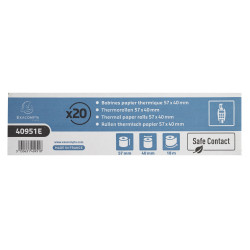 Bobine pour tickets de carte bancaire 57x40mm - 18m - 1 pli thermique 52g/m2 - Safe Contact.