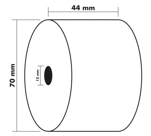 Bobine pour tickets de caisse 44x70mm - 60m - 1 pli thermique 55g/m2.