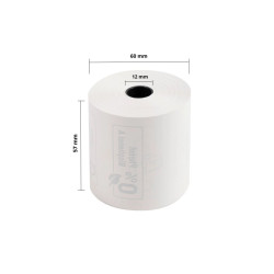 Bobine pour tickets de caisse et carte bancaire 57x60mm - 44m - 1 pli thermique 55g/m2 sans Phenol.