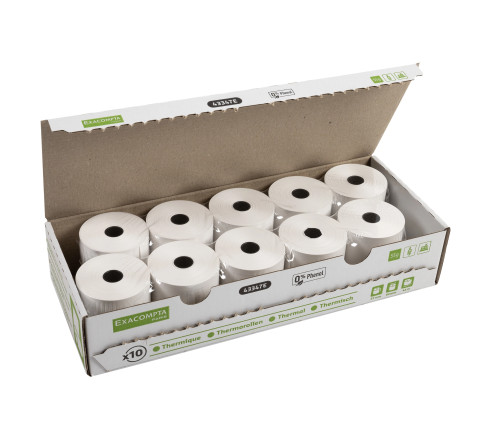 Bobine pour tickets de caisse et carte bancaire 57x60mm - 44m - 1 pli thermique 55g/m2 sans Phenol.