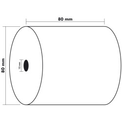 Bobine pour tickets de caisse 80x70mm - 72m - 1 pli thermique 48g/m2.