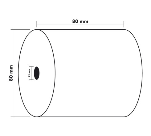 Bobine pour tickets de caisse 80x70mm - 72m - 1 pli thermique 48g/m2.