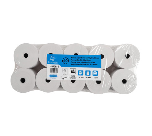 Bobine pour tickets de caisse 80x70mm - 72m - 1 pli thermique 48g/m2.
