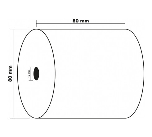 Bobine pour tickets de caisse 80x70mm - 72m - 1 pli thermique 48g/m2.