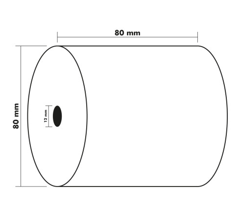 Bobine pour tickets de caisse 80x72mm - 76m - 1 pli thermique 48g/m2.