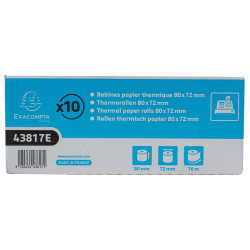 Bobine pour tickets de caisse 80x72mm - 76m - 1 pli thermique 48g/m2.