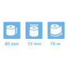 Bobine pour tickets de caisse 80x72mm - 76m - 1 pli thermique 48g/m2.