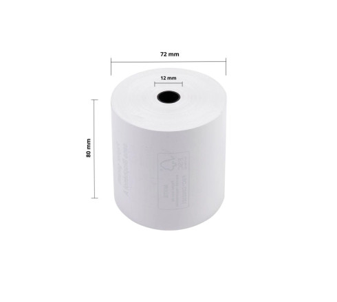 Bobine pour tickets de caisse 80x72mm - 76m - 1 pli thermique 48g/m2.
