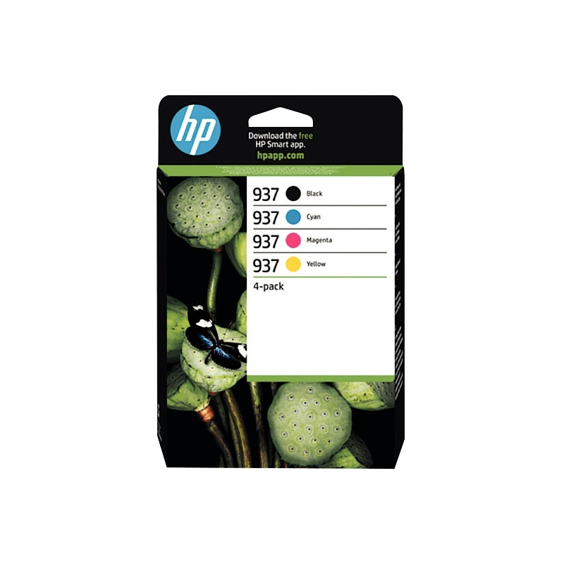 HP 937 pack de 4 cartouches d'encre noire, cyan, magenta et jaune auth