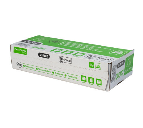 Bobine pour tickets de caisse 80x72- 76m - 1 pli thermique 48m2 sans Phenol