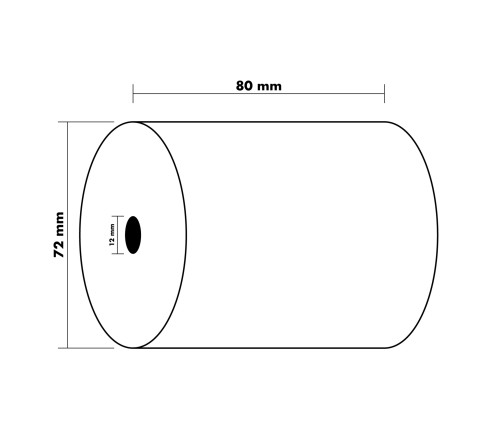 Bobine pour tickets de caisse 80x72- 76m - 1 pli thermique 48m2 sans Phenol