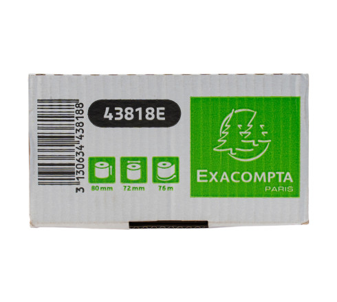 Bobine pour tickets de caisse 80x72- 76m - 1 pli thermique 48m2 sans Phenol