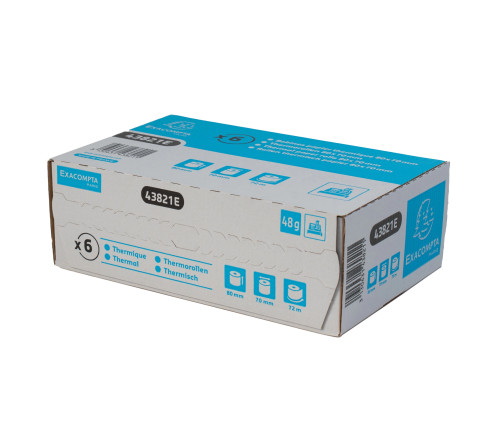 Bobine pour tickets de caisse 80x70mm - 72m - 1 pli thermique 48g/m2.