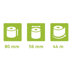Bobine pour balance 80x56mm - 44m - 1 pli thermique 48g/m2 sans Phenol.