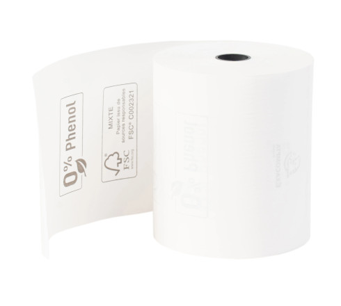 Bobine pour tickets de caisse 80x70m - 72m - 1 pli thermique 48m2 sans Phenol.