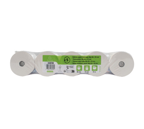 Bobine pour tickets de caisse 80x70m - 72m - 1 pli thermique 48m2 sans Phenol.