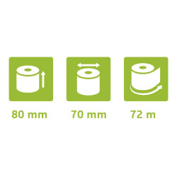 Bobine pour tickets de caisse 80x70m - 72m - 1 pli thermique 48m2 sans Phenol.