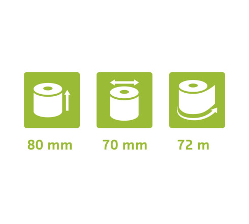 Bobine pour tickets de caisse 80x70m - 72m - 1 pli thermique 48m2 sans Phenol.