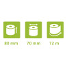 Bobine pour tickets de caisse 80x70m - 72m - 1 pli thermique 48m2 sans Phenol.