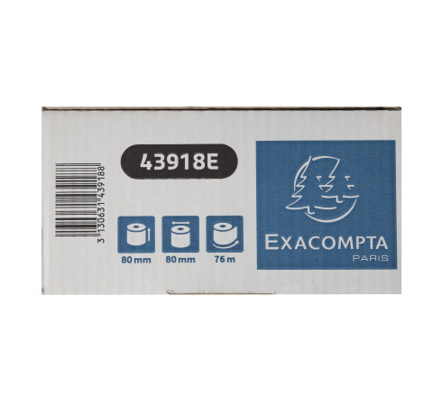 Bobine pour tickets de caisse 80x80mm - 76m - 1 pli thermique 52g/m2 - Safe Contact.
