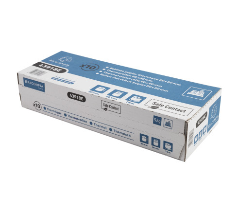 Bobine pour tickets de caisse 80x80mm - 76m - 1 pli thermique 52g/m2 - Safe Contact.