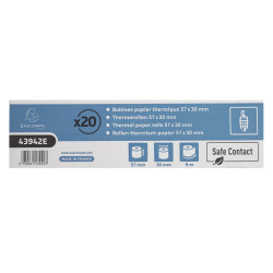 Bobine pour tickets de carte bancaire 57x30mm - 9m - 1 pli thermique 52g/m2 - Safe Contact.