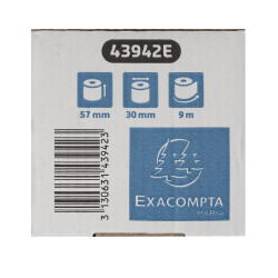 Bobine pour tickets de carte bancaire 57x30mm - 9m - 1 pli thermique 52g/m2 - Safe Contact.
