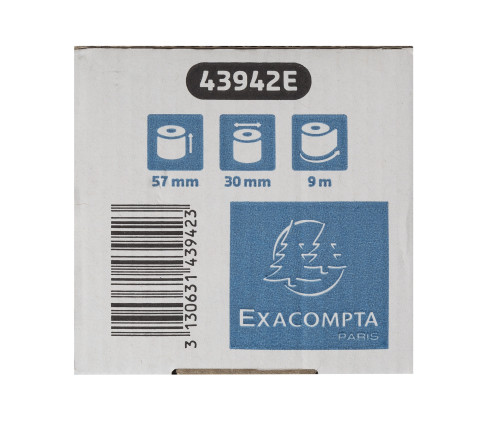 Bobine pour tickets de carte bancaire 57x30mm - 9m - 1 pli thermique 52g/m2 - Safe Contact.